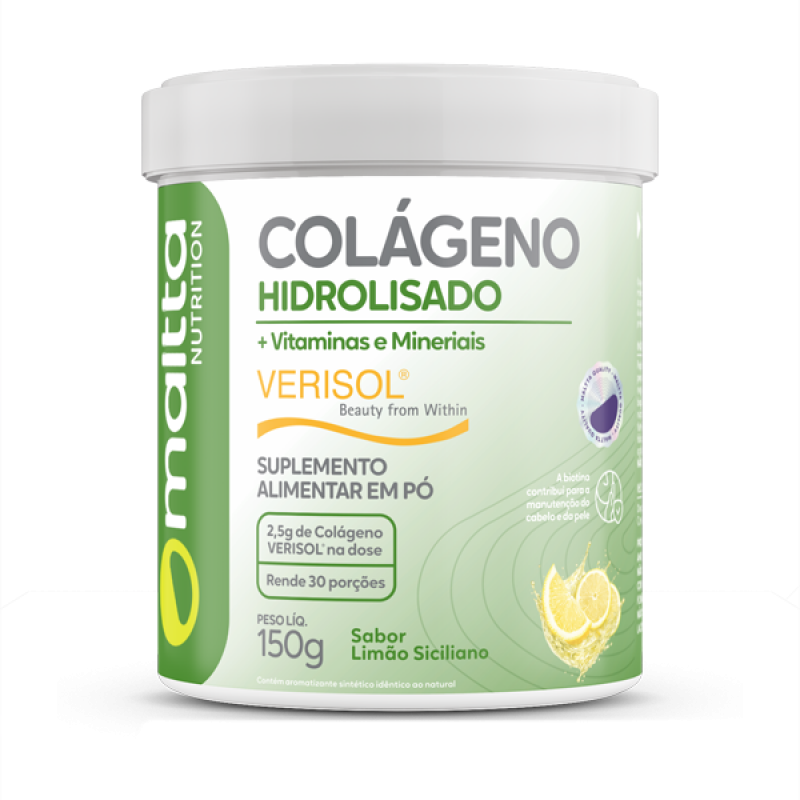 Colágeno Hidrolisado com Vitaminas Sabor Limão Siciliano 200g 