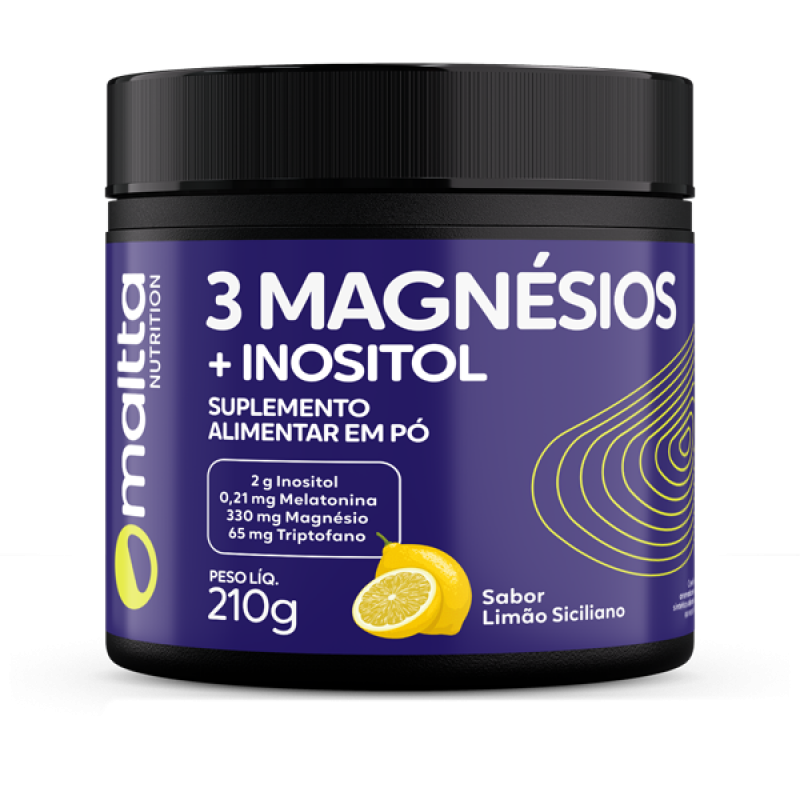 3 Magnésios Inositol em pó 210g sabor Tangerina
